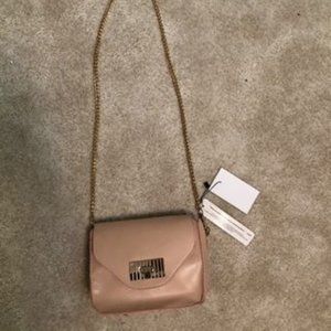 Blush dusty pink leather crossbody purse!